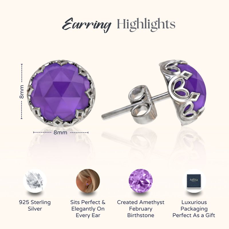 עגילי כסף צמודים אמטיסט מלאכותי