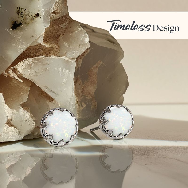 עגילי כסף צמודים אופל לבן