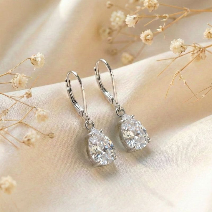 עגילי כסף אמיתי לברבק טיפה בשיבוץ זרקון