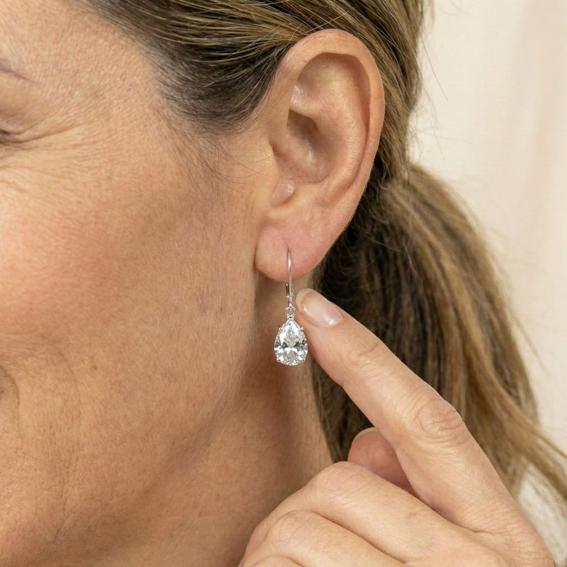 עגילי כסף אמיתי לברבק טיפה בשיבוץ זרקון