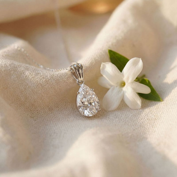 Классический кулон-подвеска, натуральное серебро, циркон