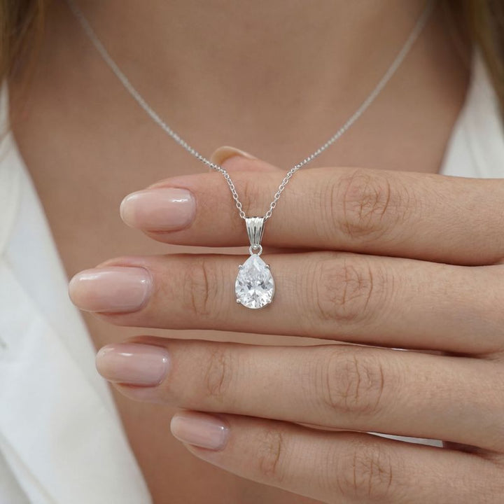 Классический кулон-подвеска, натуральное серебро, циркон