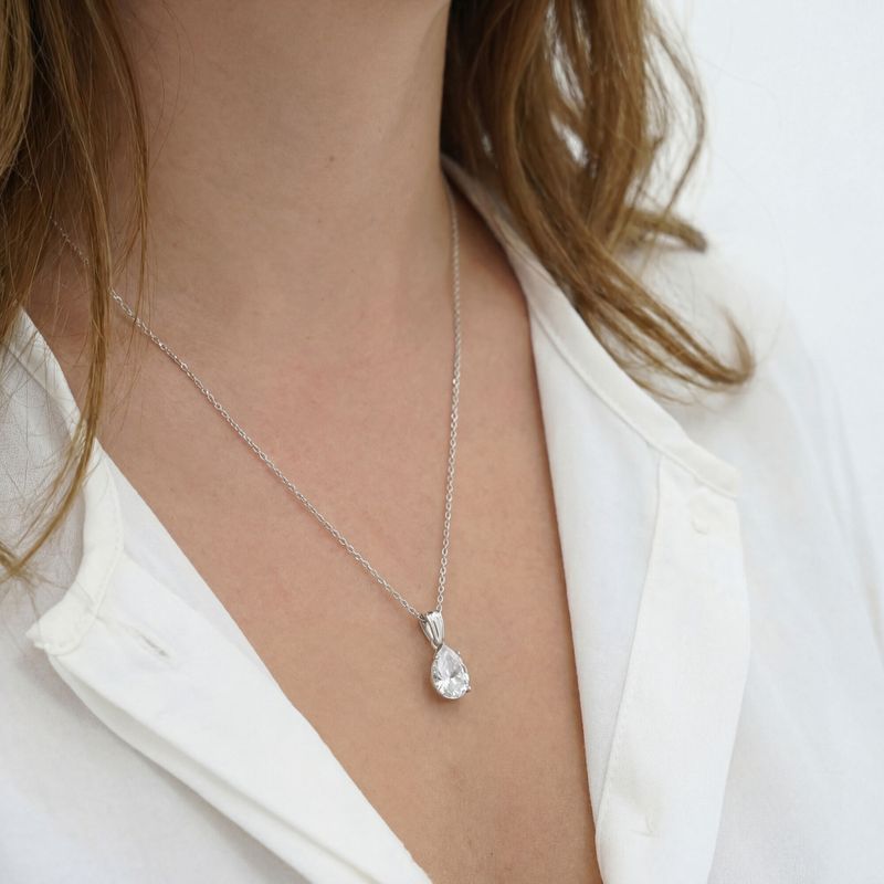 Классический кулон-подвеска, натуральное серебро, циркон