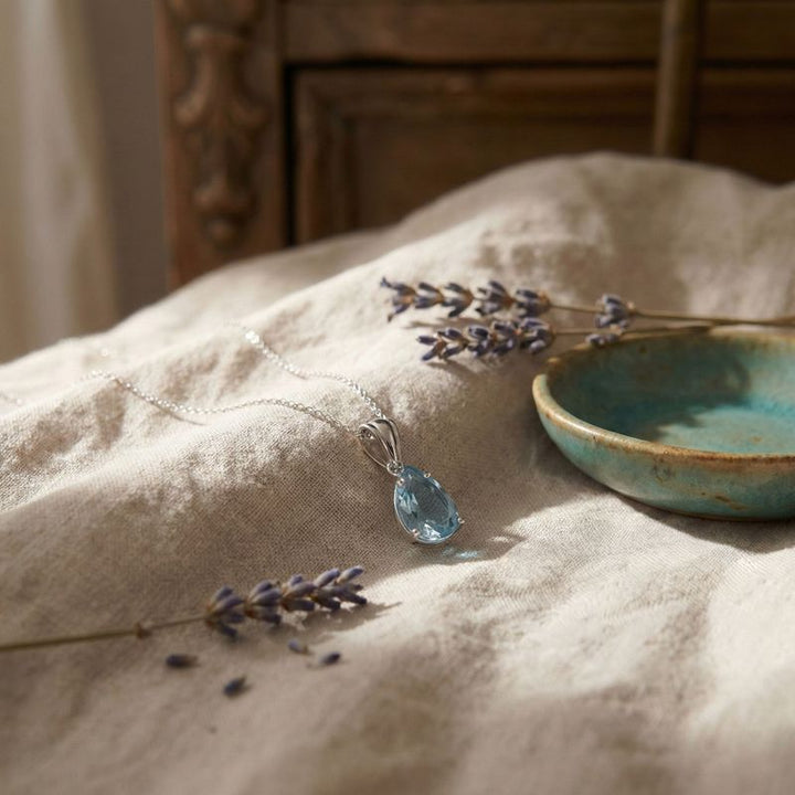 תליון טיפה קלאסי כסף טופז מלאכותי