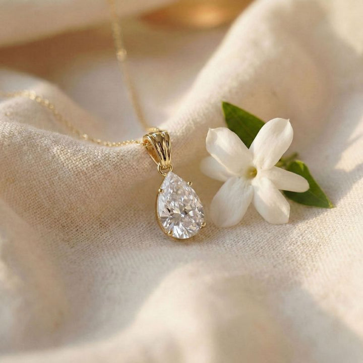 תליון טיפה קלאסי ציפוי זהב זרקון