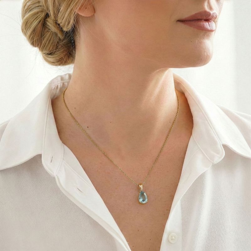 תליון טיפה קלאסי ציפוי זהב טופז מלאכותי