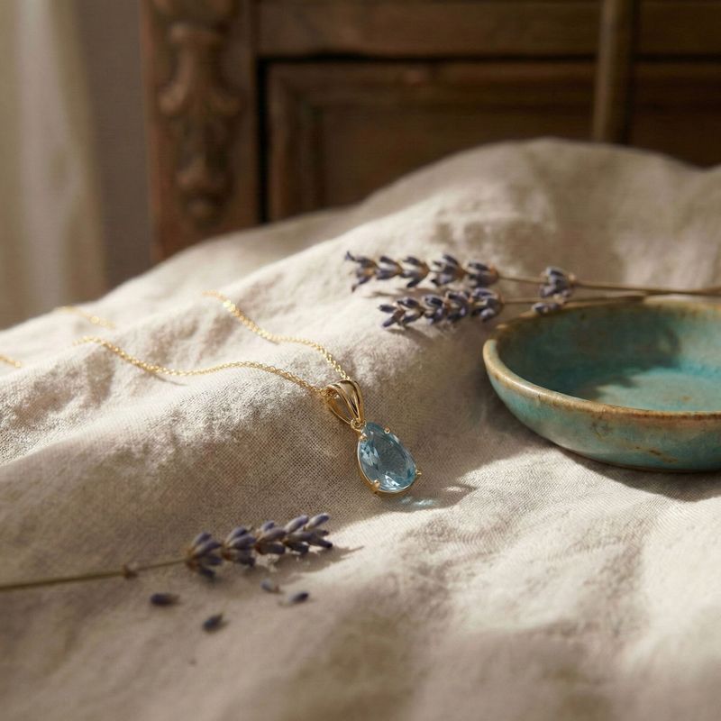 תליון טיפה קלאסי ציפוי זהב טופז מלאכותי