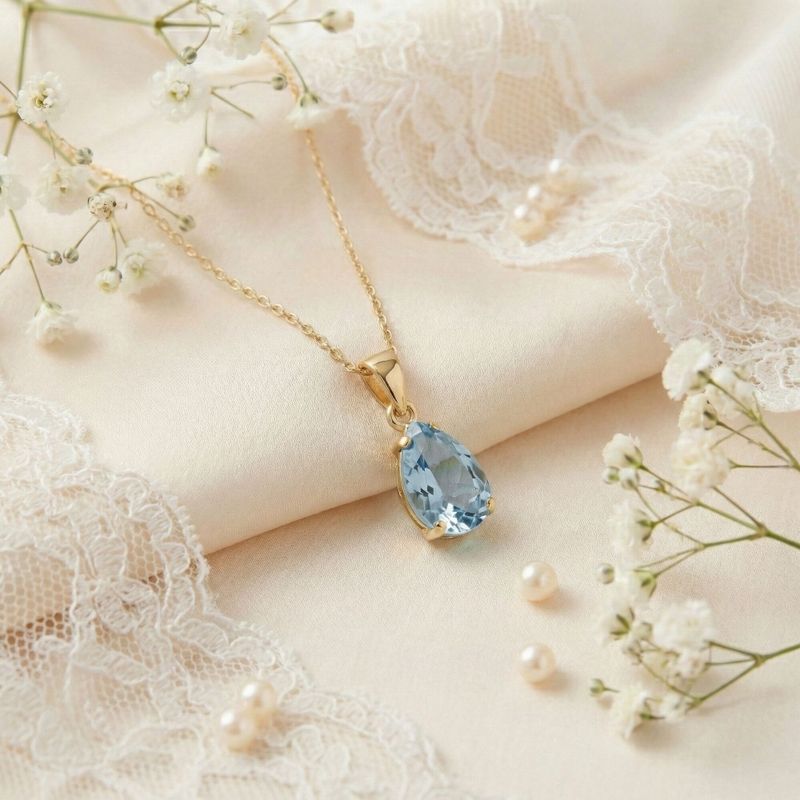 תליון טיפה זהב 14 קראט טופז