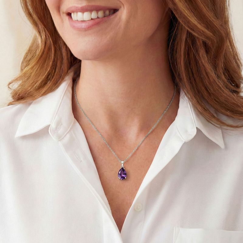 תליון טיפה זהב לבן 14 קראט אמטיס