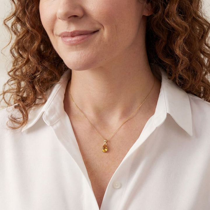 תליון טיפה זהב 14 קראט סיטרין