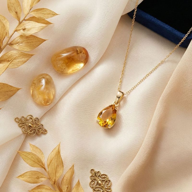 תליון טיפה זהב 14 קראט סיטרין