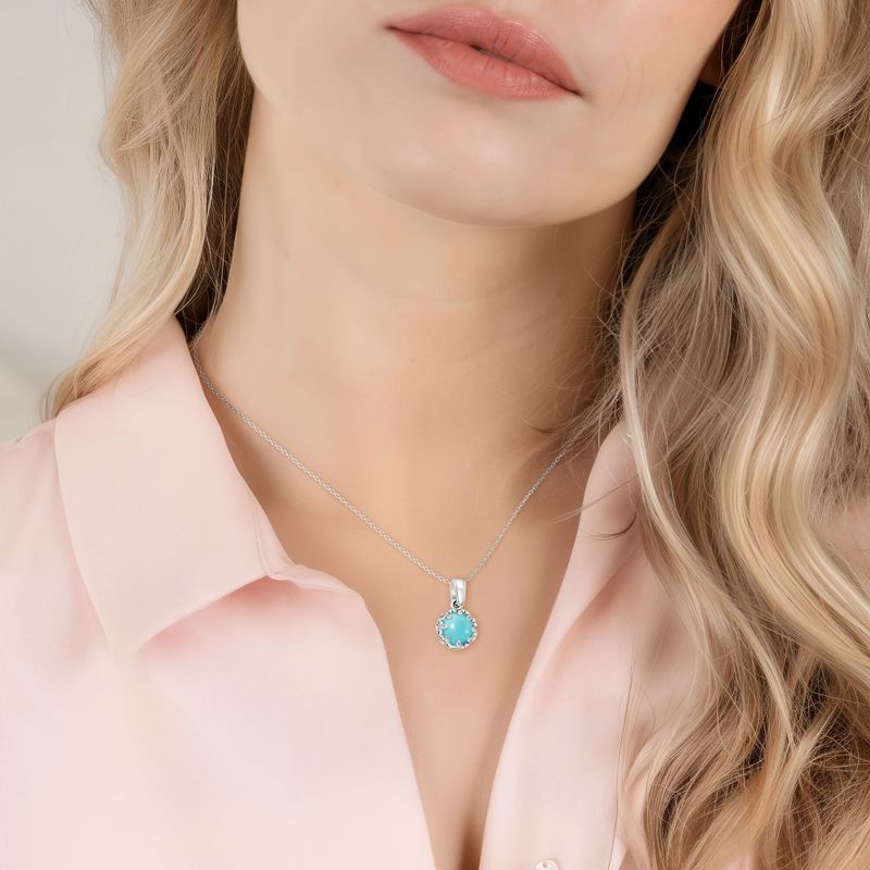 תליון כסף כתר טורקיז מלאכותי