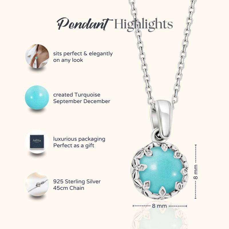 תליון כסף כתר טורקיז מלאכותי