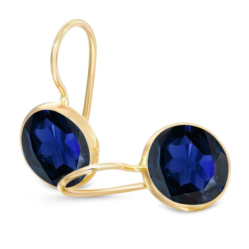 עגילי זהב קלאסיים 14 קראט ספיר מלאכותי