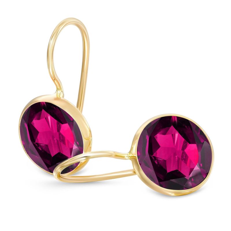 עגילי זהב קלאסיים 14 קראט רובי מלאכותי