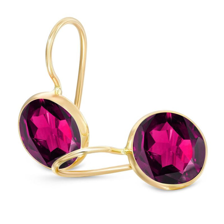 עגילי זהב קלאסיים 14 קראט רובי מלאכותי