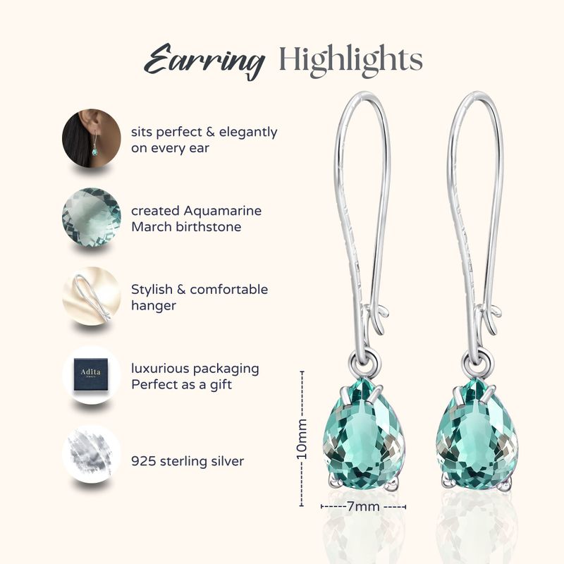 עגילי כסף תלויים – אקוואמרין תכלת