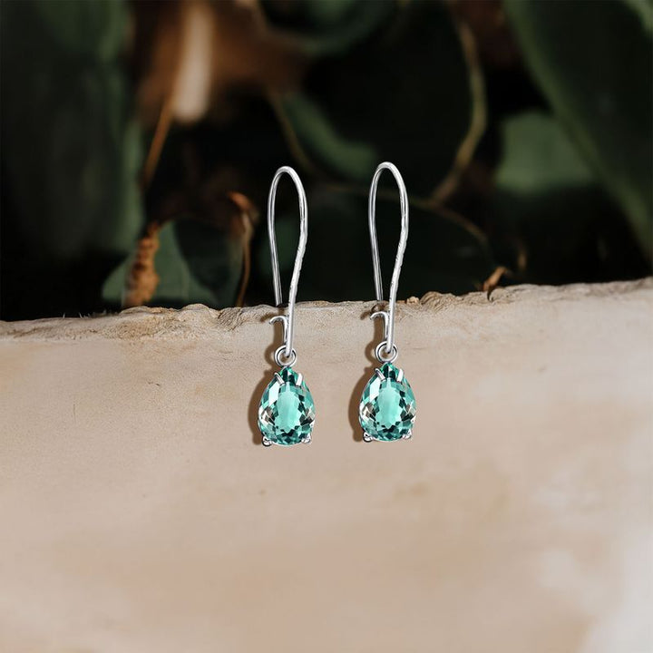 עגילי כסף תלויים – אקוואמרין תכלת