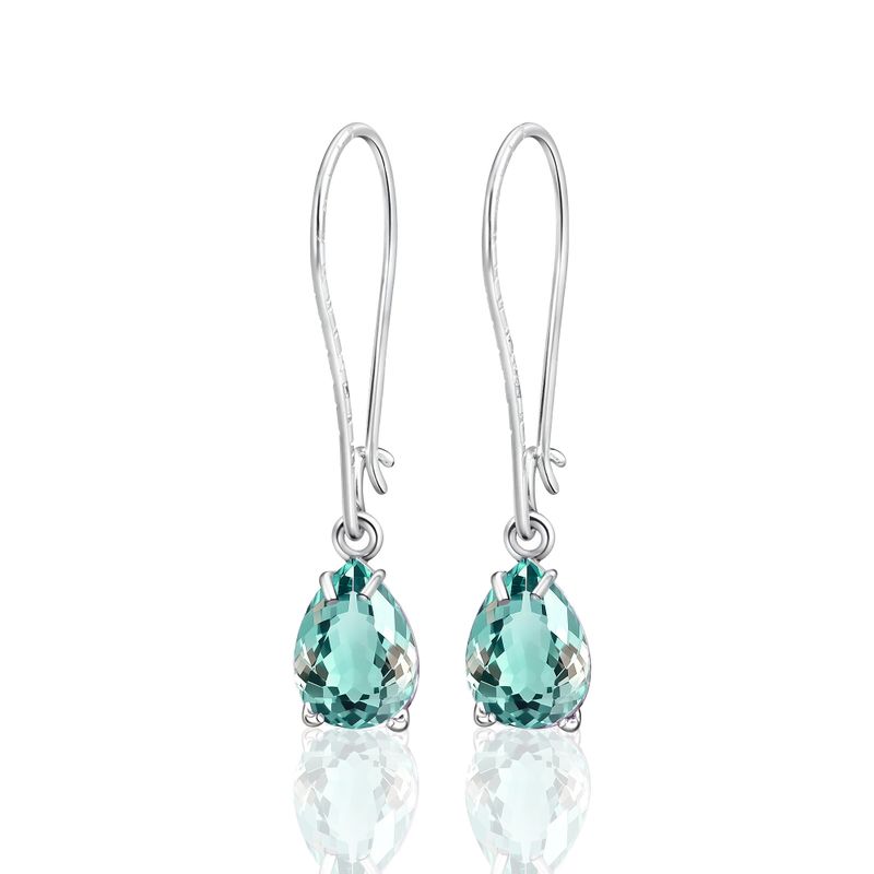 עגילי כסף תלויים – אקוואמרין תכלת