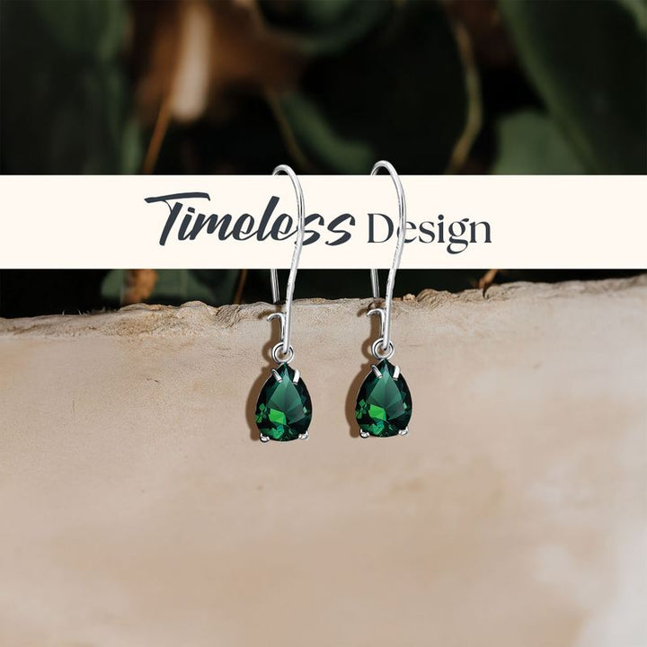 עגילי כסף תלויים – אמרלד ירוק