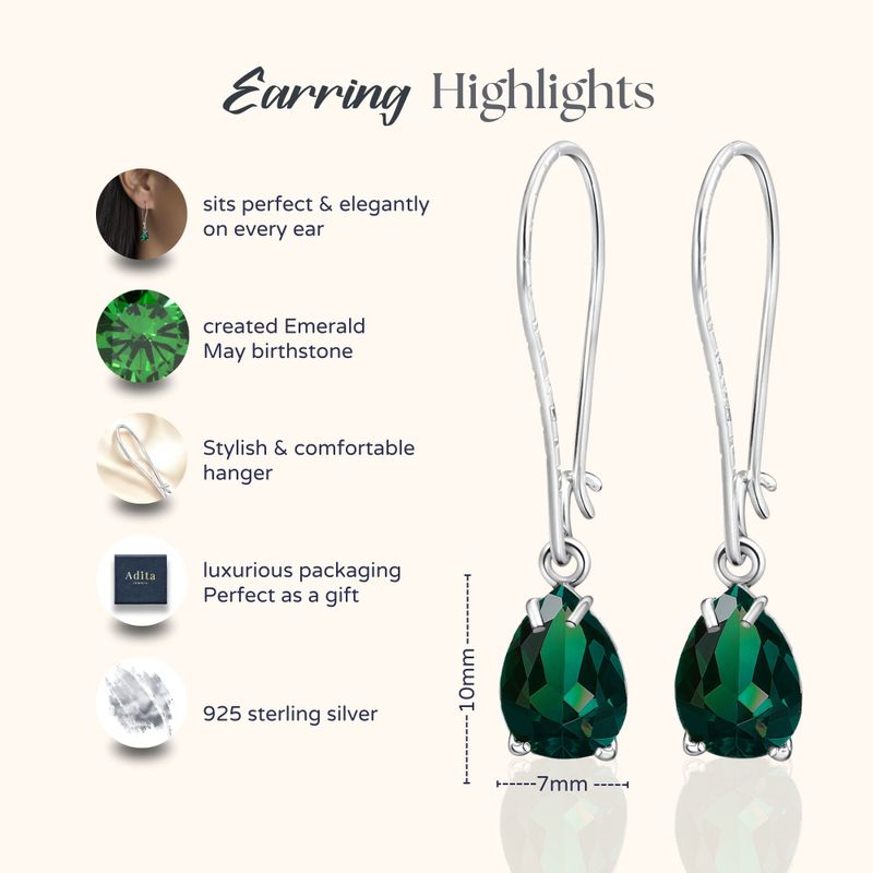 עגילי כסף תלויים – אמרלד ירוק