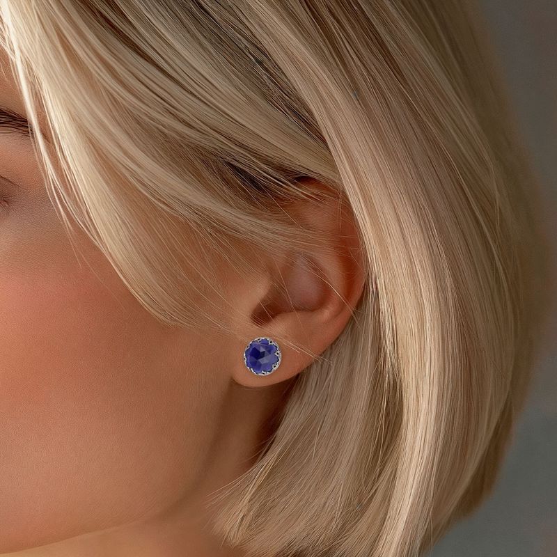 עגילי כסף צמודים – ספיר כחול