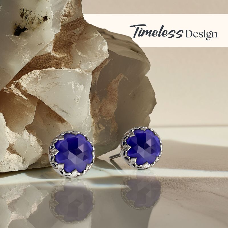 עגילי כסף צמודים – ספיר כחול