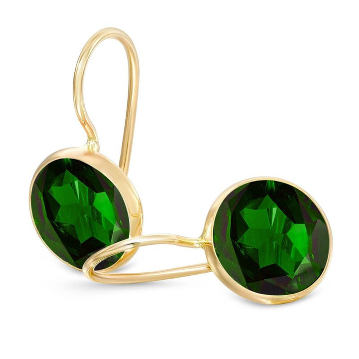 עגילי זהב קלאסיים 14 קראט אמרלד מלאכותי