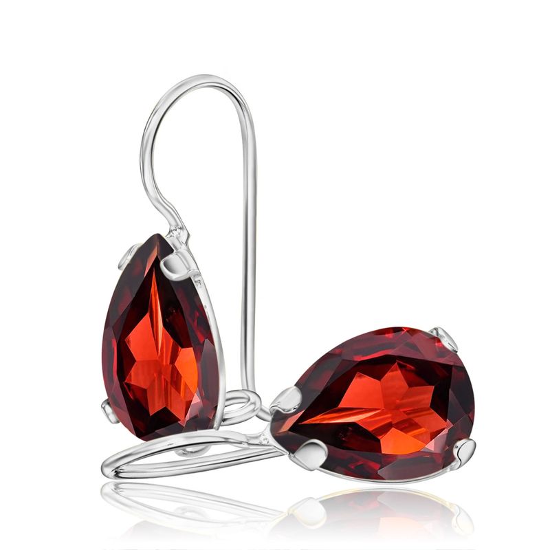 עגילי כסף תלויים – גרנט אדום