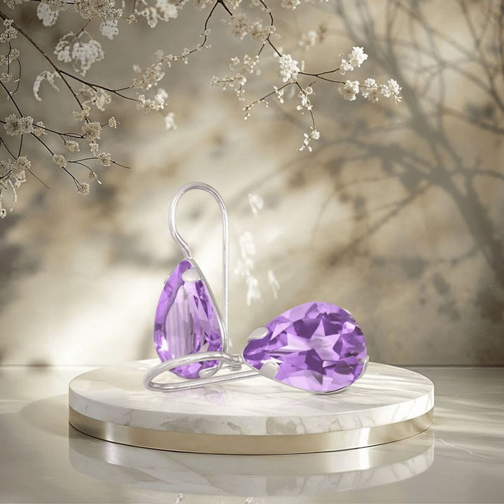 עגילי כסף תלויים – אמטיסט סגול