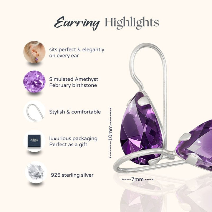 עגילי כסף תלויים – אמטיסט סגול