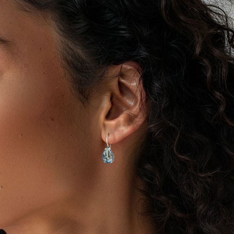 עגילי כסף תלויים – טופז תכלת