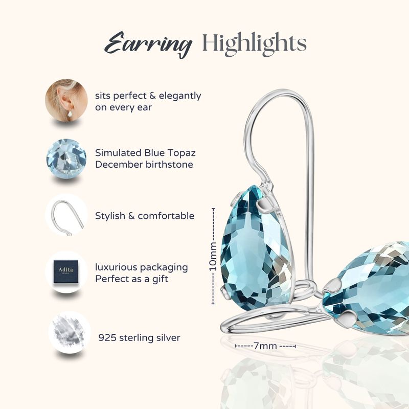 עגילי כסף תלויים – טופז תכלת