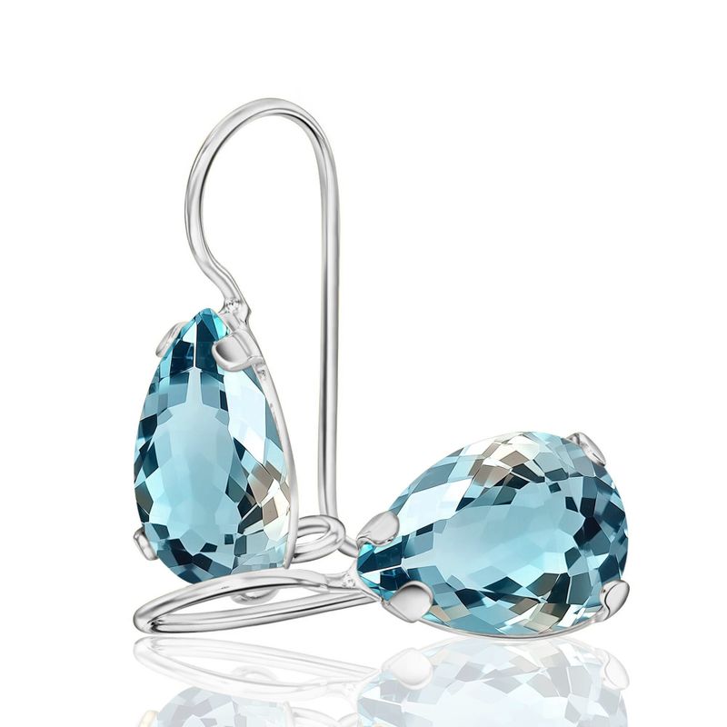 עגילי כסף תלויים – טופז תכלת