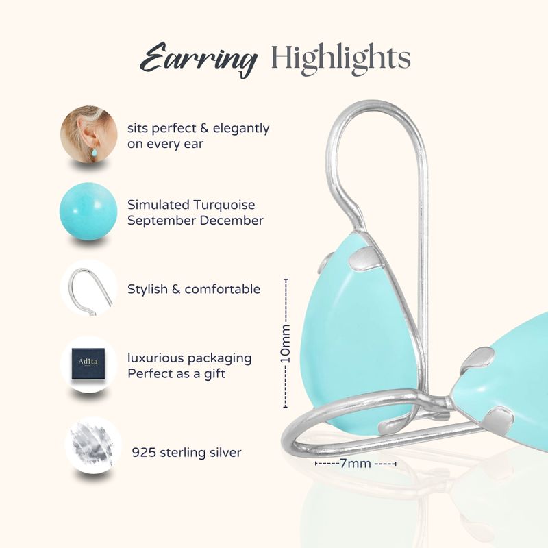 עגילי כסף תלויים – טורקיז