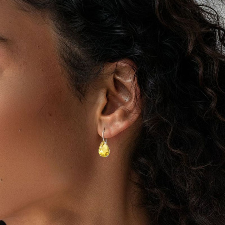 עגילי כסף תלויים – סיטרין צהוב