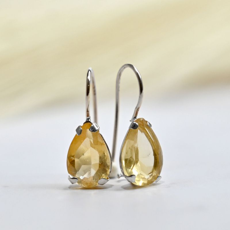 עגילי כסף תלויים – סיטרין צהוב