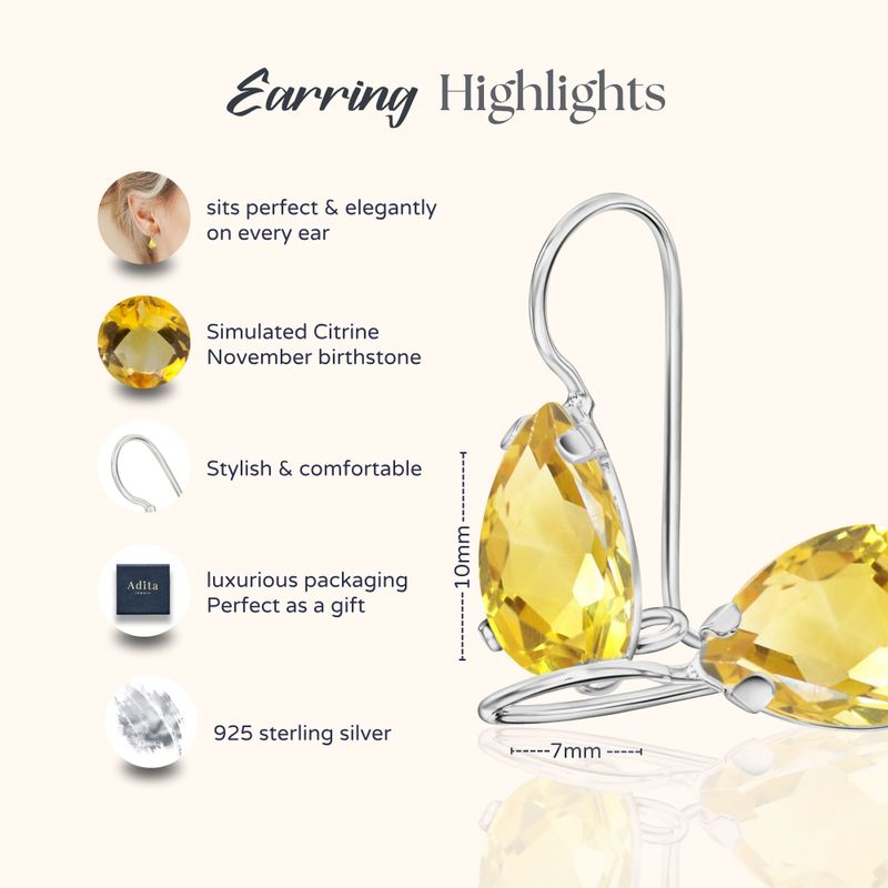 עגילי כסף תלויים – סיטרין צהוב