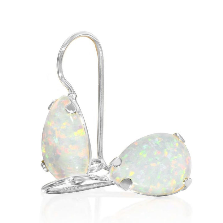 עגילי כסף תלויים – אופל לבן