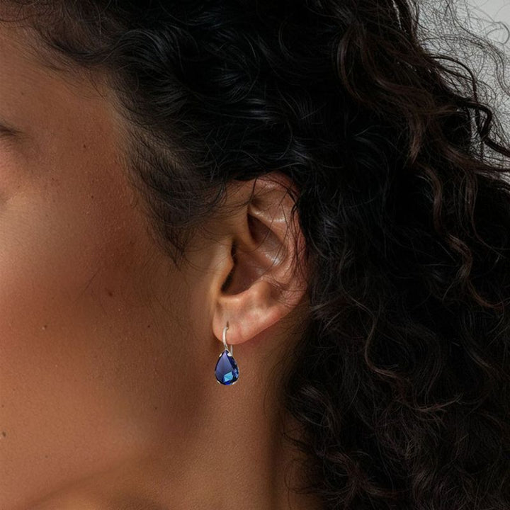 עגילי כסף תלויים – ספיר כחול