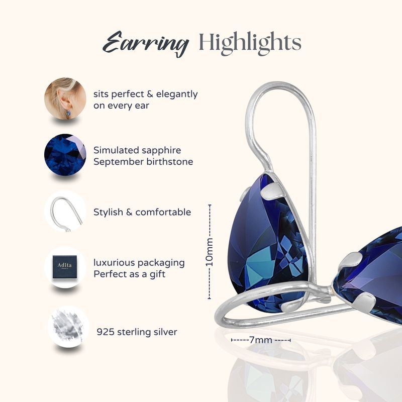 עגילי כסף תלויים – ספיר כחול