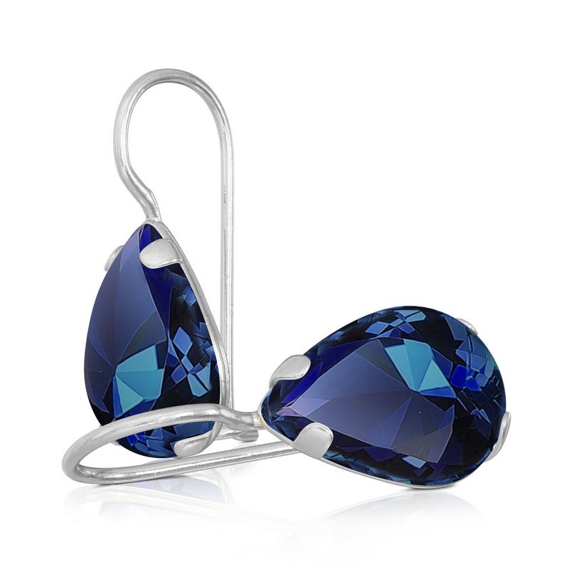 עגילי כסף תלויים – ספיר כחול