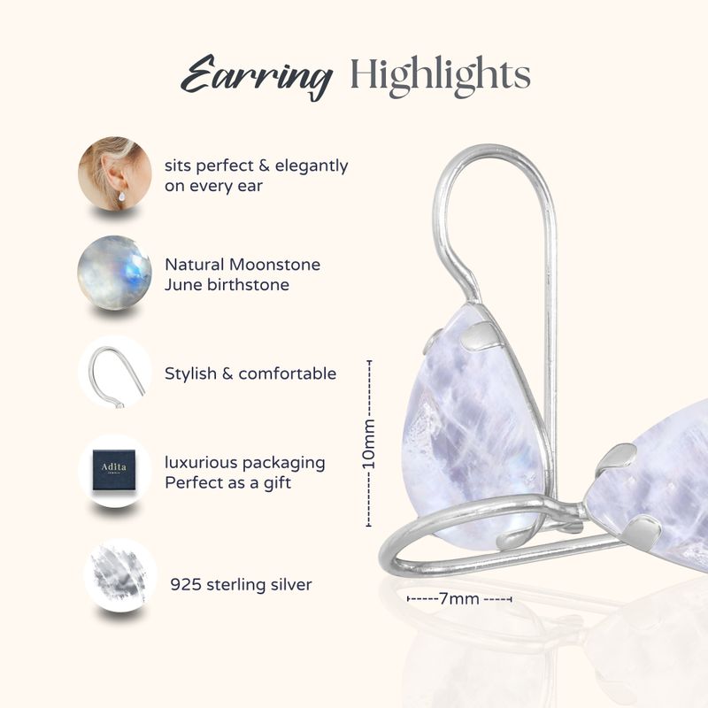 עגילי כסף תלויים – מונסטון לבן