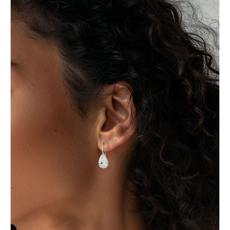 עגילי כסף תלויים – זירקון לבן