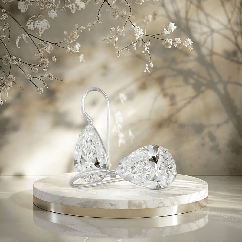 עגילי כסף תלויים – זירקון לבן