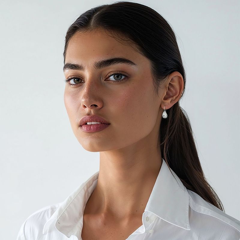 עגילי כסף תלויים – זירקון לבן