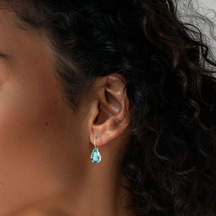 עגילי כסף תלויים – אקוואמרין תכלת