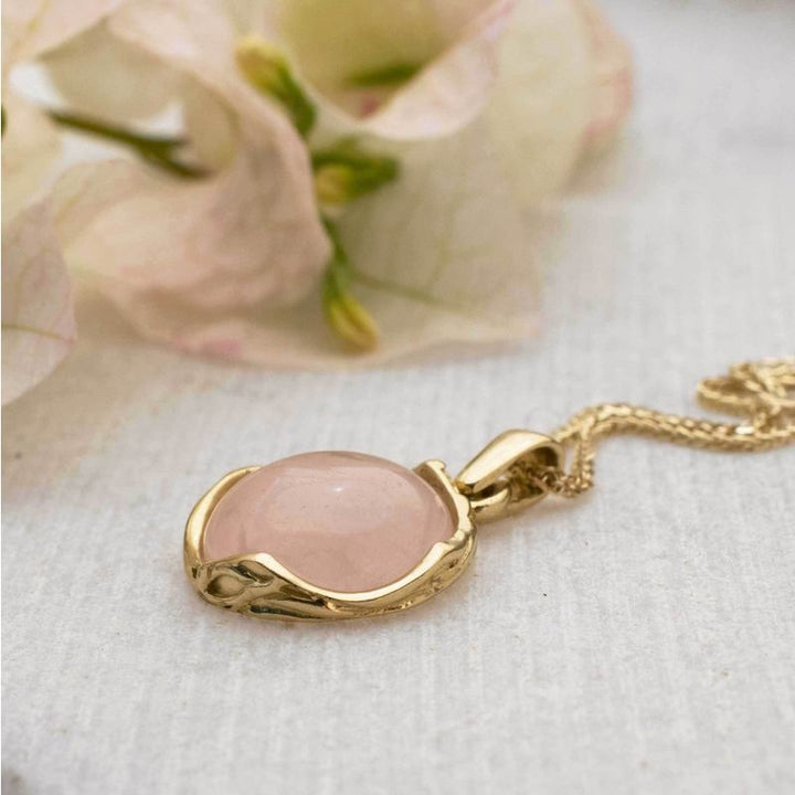 תליון וינטג' זהב 14 קראט רוז קווארץ