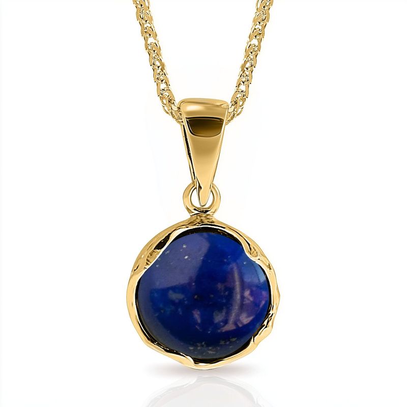 תליון זהב 14 קראט אבן לאפיס כחולה
