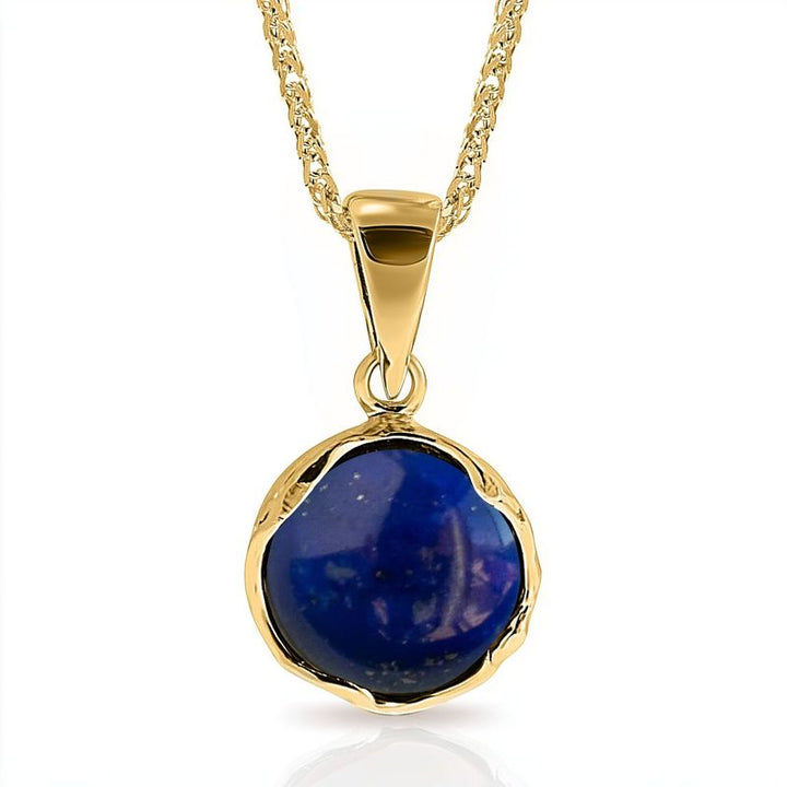תליון זהב 14 קראט אבן לאפיס כחולה